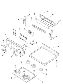 Control Panel/top Assembly Diagram and Parts List for JER8885RCS  Jenn-Air Range