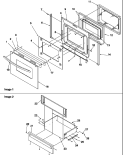 OVEN DOOR AND STORAGE DOOR Diagram and Parts List for ARG7600W P1143332N W Amana Range