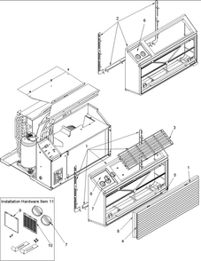Outer Case Assy Diagram and Parts List for PBE112A35A-P1225043R  Amana Air Conditioner