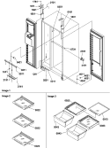 Refrigerator / Freezer Lights and Hinges Diagram and Parts List for SCD23VBL P1315305W L Amana Refrigerator
