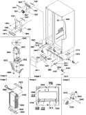 Drain Systems, Rollers, and Evap Assy Diagram and Parts List for SCD23VBL P1315305W L Amana Refrigerator