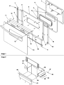 Oven Door and Storage Drawer Diagram and Parts List for ARG7202 E P1143378N E Amana Range