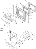 OVEN DOOR & STORAGE DRAWER Diagram and Parts List for ARGS7650WW P1130752NWW Amana Range