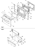 Oven Door and Storage Drawer Diagram and Parts List for ARG7800LL P1143326NLL Amana Range