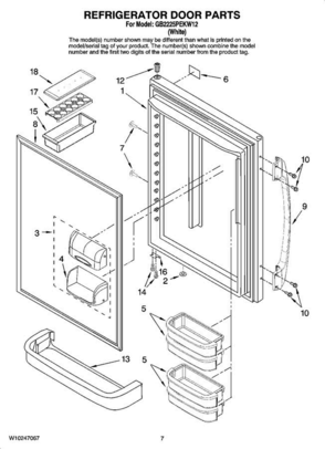 04 - Refrigerator Door Parts Diagram and Parts List for GB2225PEKW12  Amana Refrigerator