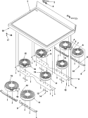 Main Top Diagram and Parts List for ARH6710WW P1143430NWW Amana Range