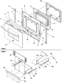 Oven Door and Storage Drawer Diagram and Parts List for ARR6400WW P1143457NWW Amana Range