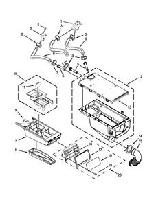 Dispenser Parts Diagram and Parts List for MHN31PRAWW0  Maytag Washer