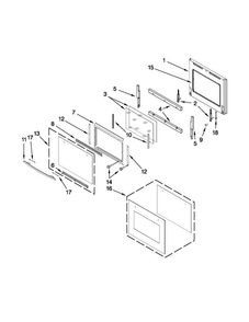 Upper Oven Door Diagram and Parts List for JJW3830WS01  Jenn-Air Wall Oven