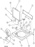 CABINET TOP AND DOOR Diagram and Parts List for LWA40AW2 PLWA40AW2 Amana Washer
