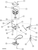 MOTOR, BELT AND PUMP AND IDLER ASSY Diagram and Parts List for LWA40AW2 PLWA40AW2 Amana Washer