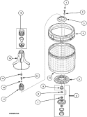 AGITATOR, DRIVE BELL AND WASH TUB Diagram and Parts List for LWA40AW2 PLWA40AW2 Amana Washer