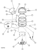 OUTER TUB, COVER, PRESSURE HOSE Diagram and Parts List for LWA40AW2 PLWA40AW2 Amana Washer