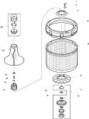 AGITATOR, DRIVE BELL, WASHTUB AND HUB Diagram and Parts List for LWA90AL PLWA90AL Amana Washer