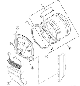 Cylinder Diagram and Parts List for SDEZ07QF1500  Speed Queen Dryer