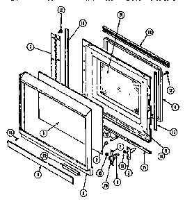Door Diagram and Parts List for WM2720B M167B Jenn-Air Wall Oven
