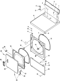 Door and Front, Access, and Top Panels Diagram and Parts List for LES10AW PLES10AW Amana Dryer