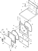 Door and Front, Access, and Top Panels Diagram and Parts List for LGS10AW PLGS10AW Amana Dryer