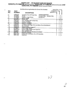 Ice Bucket And Ice Maker Page 2 Diagram and Parts List for SZDE27KB  Amana Refrigerator