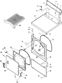 DOOR AND FRONT, ACCESS, AND TOP PANELS Diagram and Parts List for LEA90AW PLEA90AW Amana Dryer