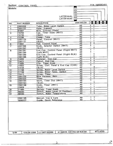 Control Panel Page 2 Diagram and Parts List for 6329  Maytag Washer