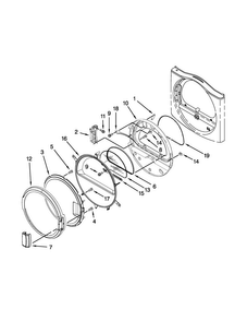 Dryer Door Parts Diagram and Parts List for MLE20PRBZW2  Maytag Washer Dryer Combo