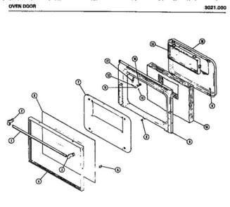 05 - Oven Door Diagram and Parts List for 3021000  Litton Microwave Oven Combo