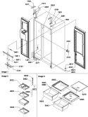 Shelves, Lights, and Hinges Diagram and Parts List for SRD528VW P1320402W W Amana Refrigerator