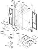 Refrigerator / Freezer Lights and Hinges Diagram and Parts List for SBD522VE P1320303W E Amana Refrigerator