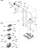 Freezer Shelves and Lights Diagram and Parts List for SBD522VE P1320303W E Amana Refrigerator