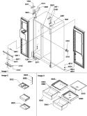 Refrigerator / Freezer Lights and Hinges Diagram and Parts List for SRDE528VW P1320403W W Amana Refrigerator