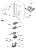 Freezer Shelves and Lights Diagram and Parts List for SX522VW P1320501W W Amana Refrigerator
