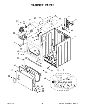03 - CABINET PARTS Diagram and Parts List for YMEDP475EW0  Maytag Dryer