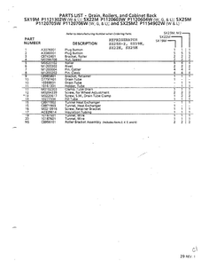 Drain Rollers And Cabinet Back  Page 2 Diagram and Parts List for SX22M  Amana Refrigerator