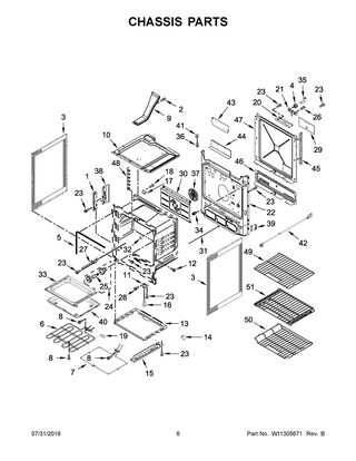 Chassis Parts Diagram and Parts List for JIS1450DP2  Maytag Range