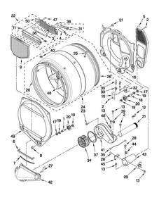 Bulkhead Parts Diagram and Parts List for MGDE400XR1  Maytag Dryer