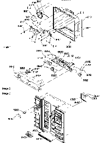 Ice & Water Cavity, Electronic Assy, & Toe Grille Diagram and Parts List for SRD327S3W-P1307105WW  Amana Refrigerator