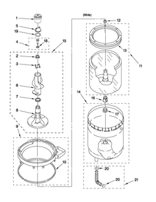 Agitator, Basket And Tub Parts Diagram and Parts List for MET3800XW0  Maytag Washer Dryer Combo