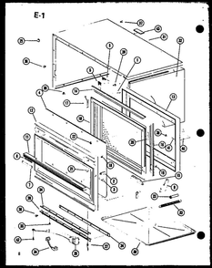 Door Diagram and Parts List for RR-7B P74364-5M Amana Microwave