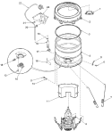 OUTER TUB, COVER, PRESSURE TUBE Diagram and Parts List for LWX50AW PLWX50AW Amana Washer