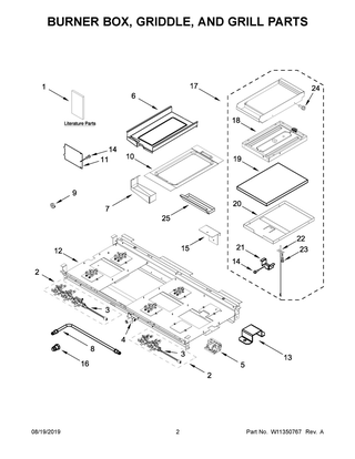 Burner Box, Griddle, And Grill Parts Diagram and Parts List for JGRP748HL00  Maytag Range