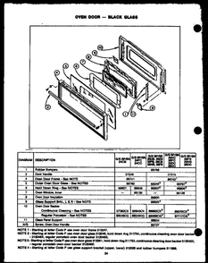 Oven Door - Blackglass Diagram and Parts List for SBK26DA  Amana Range