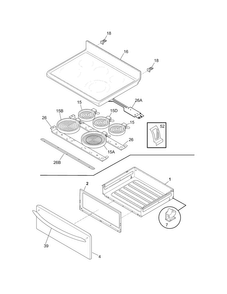 Top/drawer Diagram and Parts List for CRE3890LSK  Crosley Range