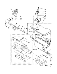 Dispenser Parts Diagram and Parts List for MHWE950WW00  Maytag Washer