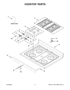 Cooktop Parts Diagram and Parts List for MGR6600FB7  Maytag Range