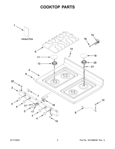 Cooktop Parts Diagram and Parts List for AGR4203MNB0  Amana Range