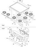 Main Top and Backguard Diagram and Parts List for ART6001L P1143450N L Amana Range