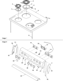 Main Top and Backguard Diagram and Parts List for ARR3601LL P1143650NLL Amana Range