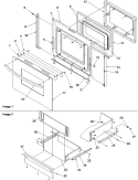Oven Door and Storage Drawer Diagram and Parts List for ARTC8600WW P1143472NWW Amana Range