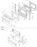 Oven Door and Storage Drawer Diagram and Parts List for ARTC7114WW P1143673NWW Amana Range
